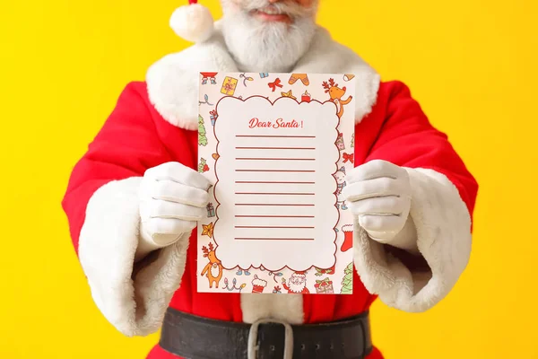 Papai Noel Com Letra Branco Sobre Fundo Cor — Fotografia de Stock