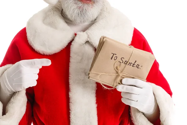 Papai Noel Com Letras Isoladas Branco — Fotografia de Stock