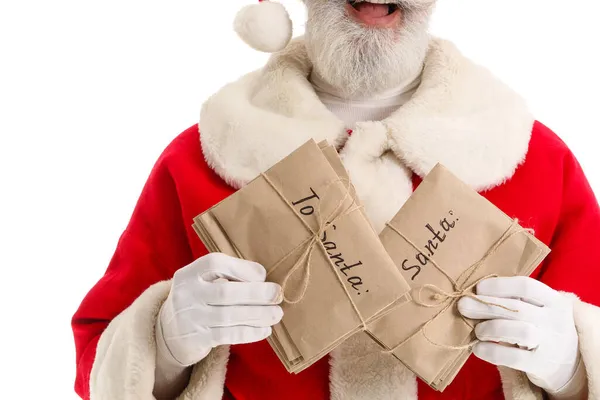 Weihnachtsmann Mit Buchstaben Isoliert Auf Weiß — Stockfoto