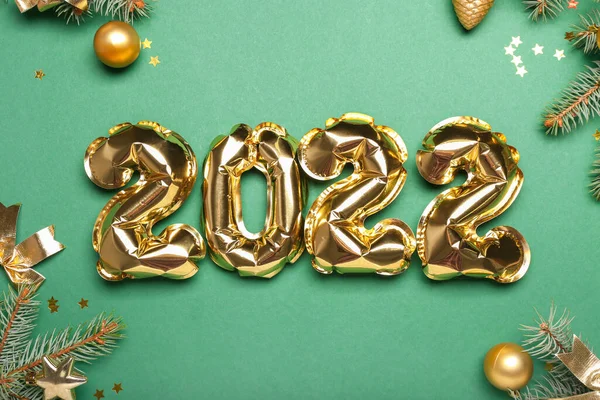 Balões Forma Figura 2022 Decoração Ano Novo Fundo Cor — Fotografia de Stock