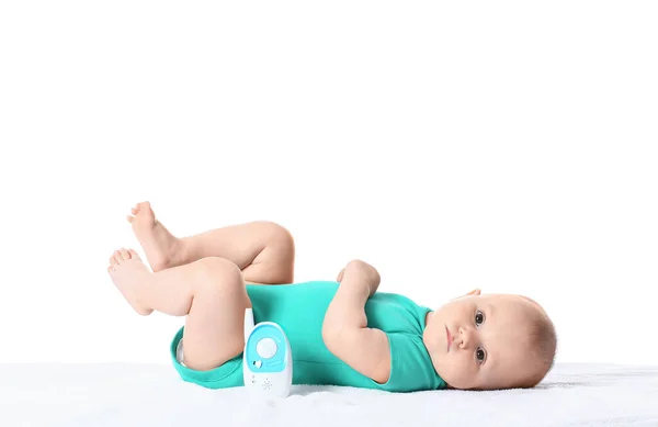 Cute Little Child Baby Monitor White Background — Stock Photo, Image