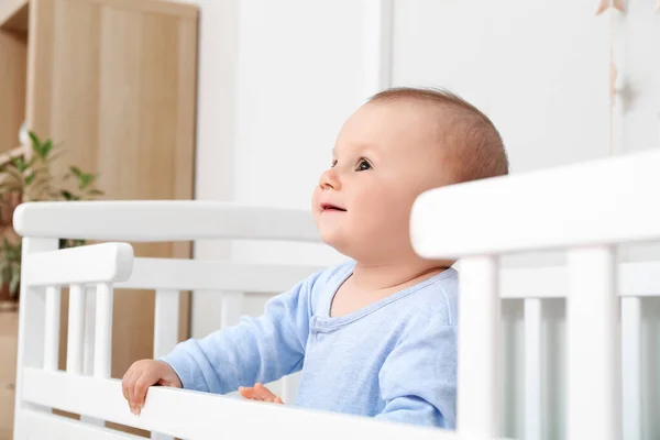 Cute Little Baby Boy Crib — Stock Photo, Image