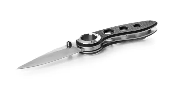 Складной Карманный Нож Резиновой Ручкой Изолированный Белом — стоковое фото