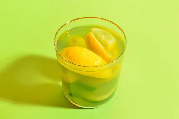 Glass Lemonade Color Background — Stock Photo, Image