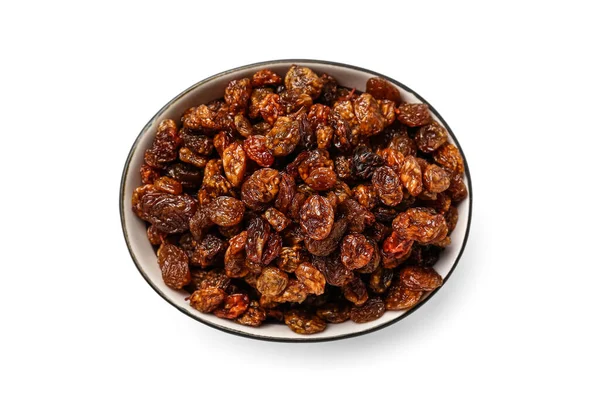 Bowl Tasty Dried Raisins White Background — Stock Photo, Image