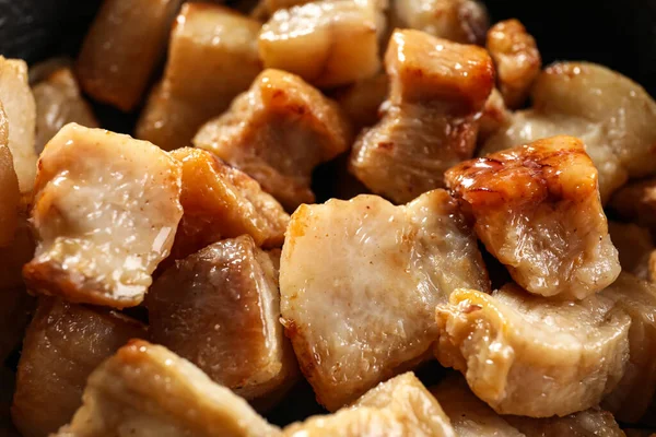 Tasty Cracklings Frying Pan Closeup — Stock Photo, Image