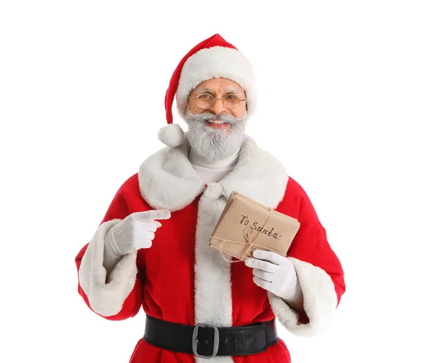 Santa Claus Con Letras Aisladas Blanco —  Fotos de Stock