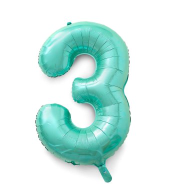 Beyaz arkaplanda şekil 3 şeklindeki renk balonu