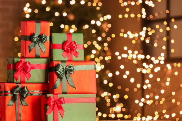 Christmas Gifts Room Night — Stock Photo, Image