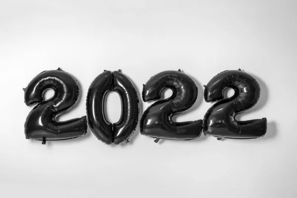 Figur 2022 Gjord Svarta Ballonger Ljus Bakgrund — Stockfoto