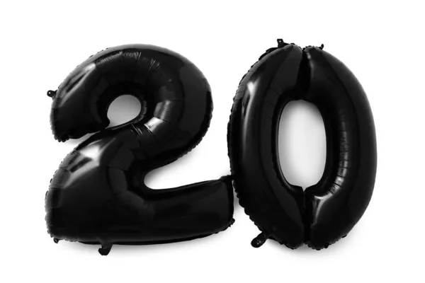 Figure Made Black Balloons White Background — Stock Photo, Image