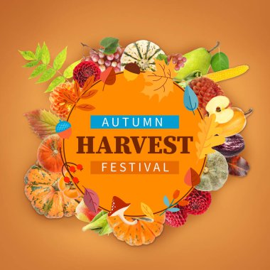 Sonbahar hasat festivali için güzel bir tebrik kartı.