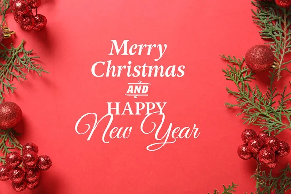 Beautiful Greeting Card Merry Christmas Happy New Year Celebration — Stock Photo, Image