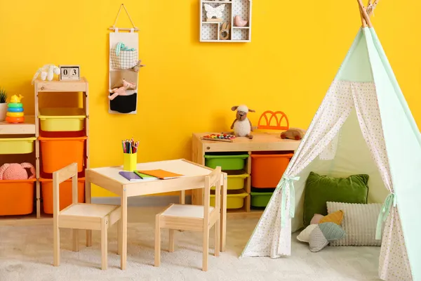 Stylový Interiér Moderního Dětského Pokoje Herním Stanem — Stock fotografie