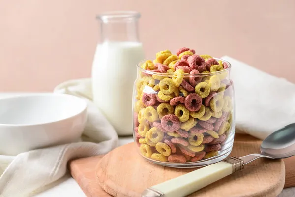 Glass Crunchy Corn Flakes Rings Table — Stock Photo, Image