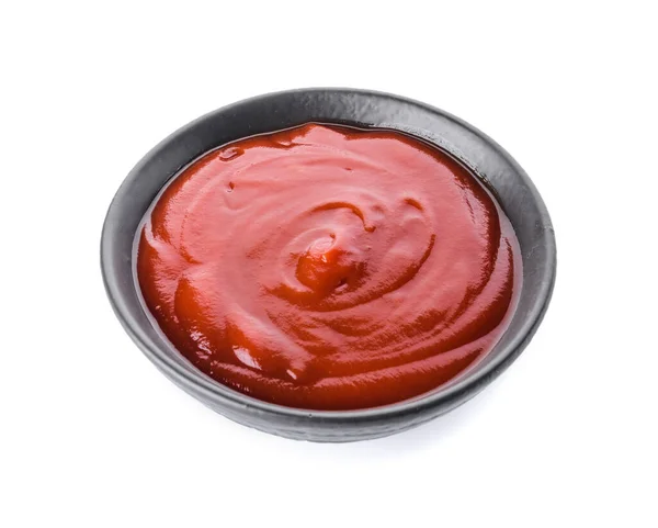 Cuenco Con Salsa Tomate Ecológico Sobre Fondo Blanco —  Fotos de Stock