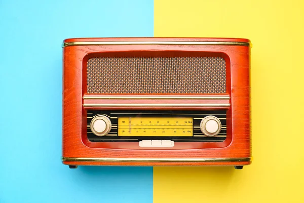 Vintage Radio Receiver Color Background — Stock Photo, Image
