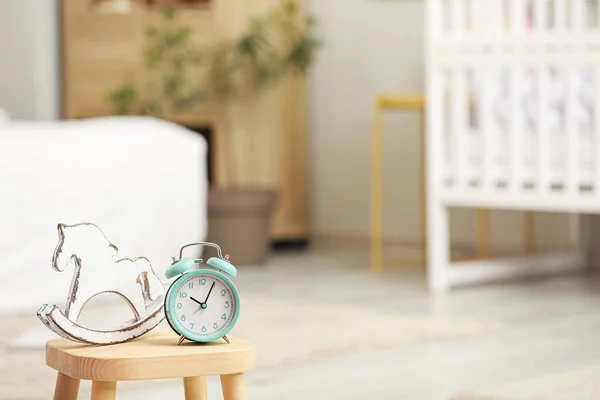 Toy Alarm Clock Table Interior Children Room — Stock Photo, Image