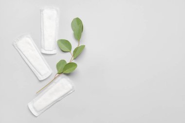 Aybaşı pedleri ve okaliptüs yaprakları açık arkaplanda