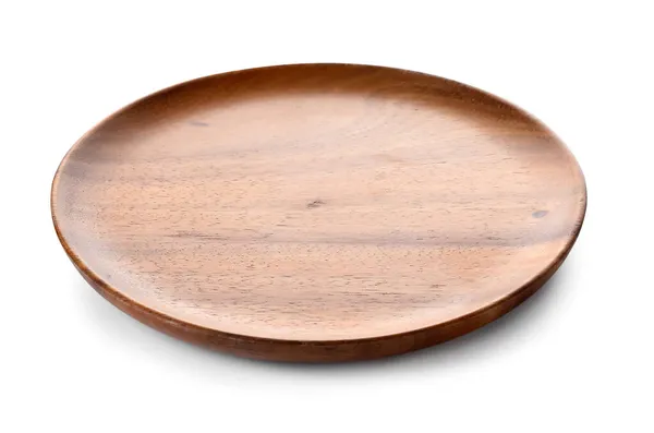 Wooden Plate White Background — Stock Photo, Image