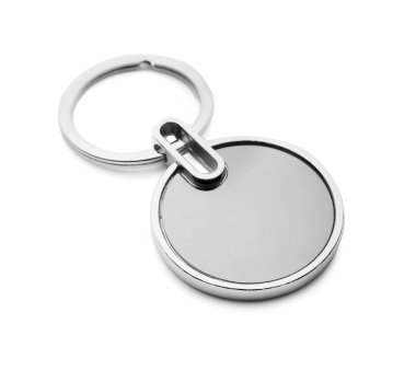 Beyaz arkaplanda yuvarlak anahtarlık