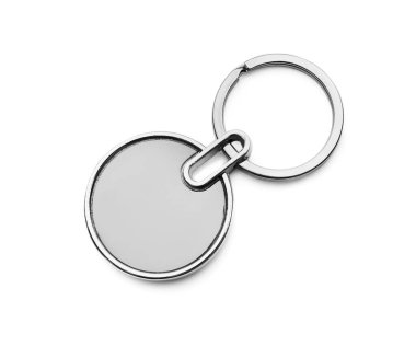 Beyaz arkaplanda yuvarlak anahtarlık