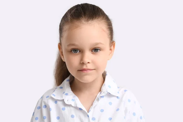 Portrait Pretty Little Girl Light Background — Stock Photo, Image
