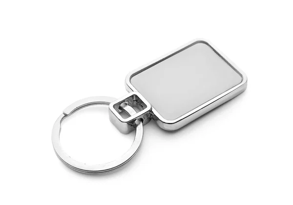 Stylish Square Keychain White Background — Stock Photo, Image