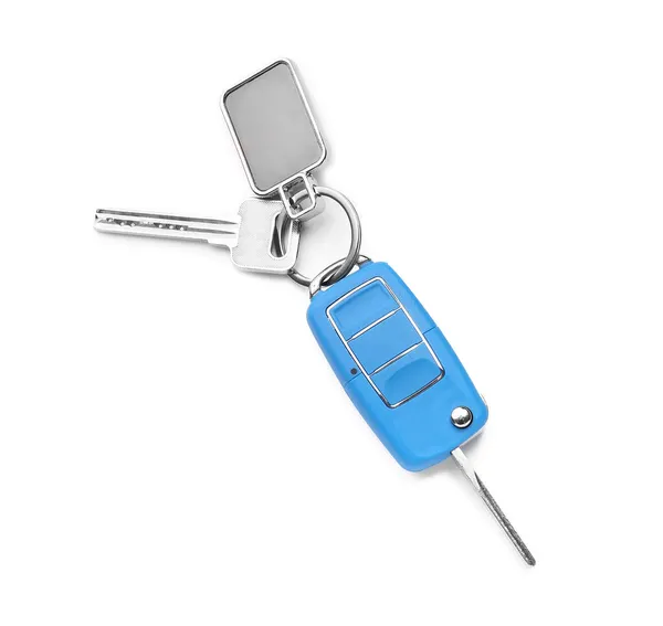 Stylish Keychain Car Key White Background — Stock Photo, Image