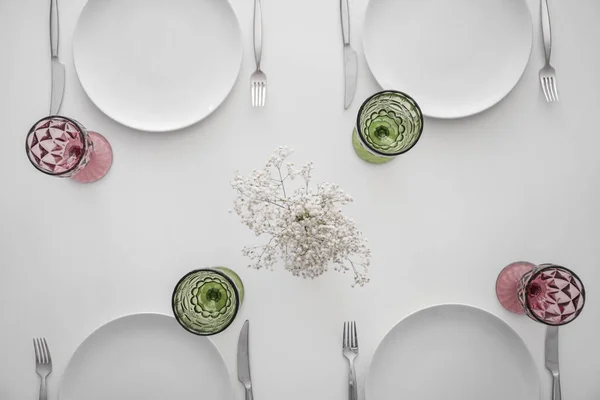Stylish Table Setting White Background — Stock Photo, Image