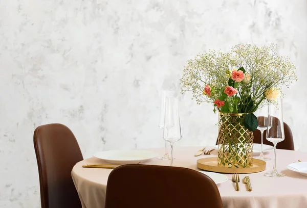Beautiful Table Setting Wedding Celebration Restaurant — Stock Photo, Image
