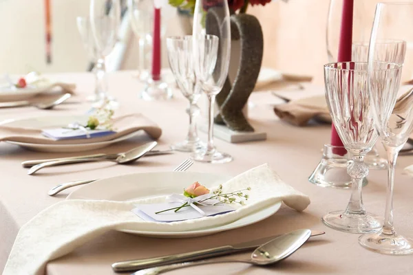 Beautiful Table Setting Wedding Celebration Restaurant — Stock Photo, Image