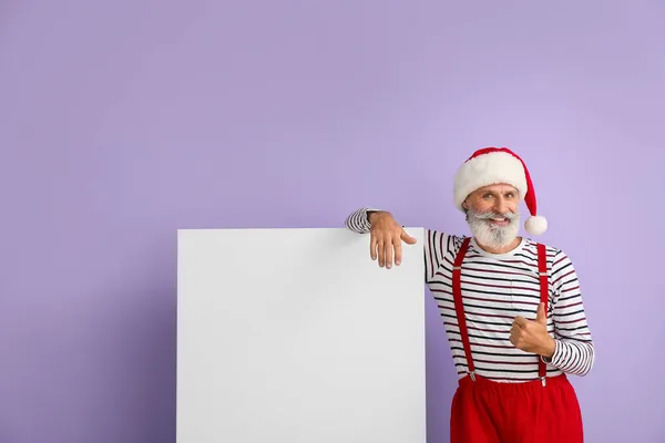 Άγιος Βασίλης Λευκή Αφίσα Που Δείχνει Χειρονομία Αντίχειρα Στο Φόντο — Φωτογραφία Αρχείου