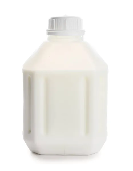 Gallone Flasche Milch Auf Weißem Hintergrund — Stockfoto