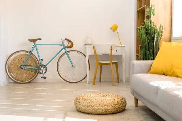 Modern Workplace Bicycle Interior Light Room — Stock Photo, Image