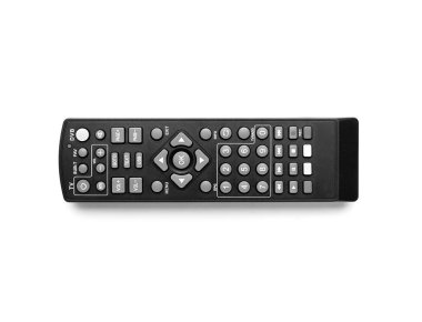 Beyaz arkaplanda siyah TV uzaktan kumandası