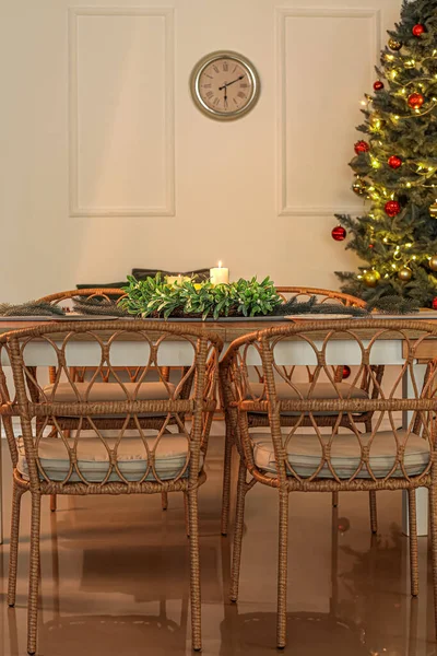 Hermosa Mesa Para Cena Navidad Casa —  Fotos de Stock
