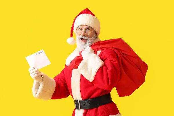Santa Claus Letter Sack Bag Color Background — Stock Photo, Image