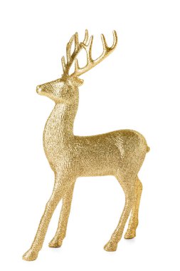 Beyaz arkaplanda altın ren geyiği