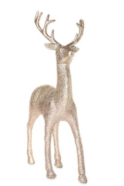 Beyaz arkaplanda altın ren geyiği