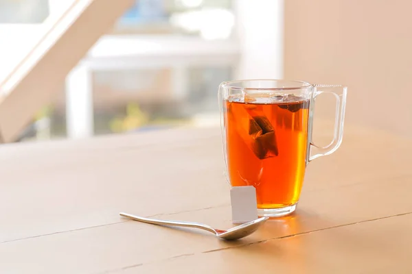 Glass Cup Hot Tea Table Cafe — Stock Photo, Image