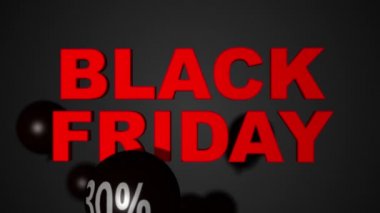 Kara Cuma metni ve koyu arkaplanda balonlar ile video döngüsü