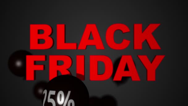 Loop Video Mit Text Black Friday Und Luftballons Auf Dunklem — Stockvideo