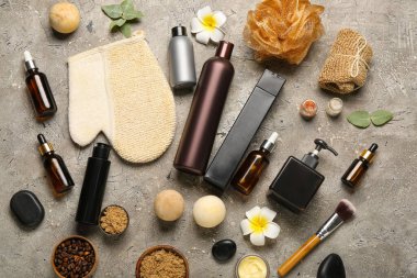 Grunge arkaplanı üzerine spa seti