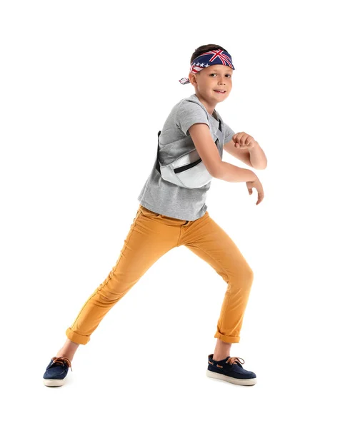 Dansande Liten Pojke Isolerad Vitt — Stockfoto