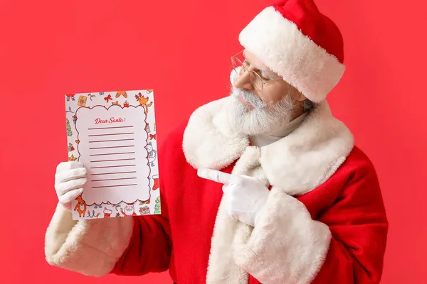 Papai Noel Com Letra Branco Sobre Fundo Cor — Fotografia de Stock