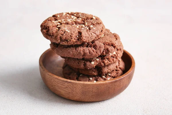 Bowl Tasty Chocolate Homemade Cookies White Background — Stock Photo, Image
