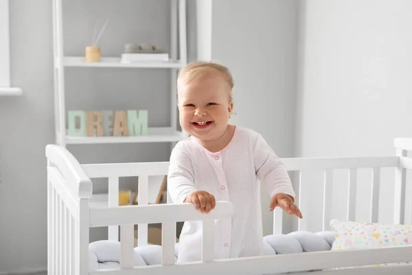 Adorable Little Baby White Crib — Stock Photo, Image