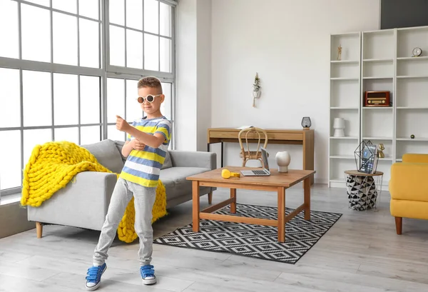 Cute Little Boy Dancing Home — Stock Photo, Image