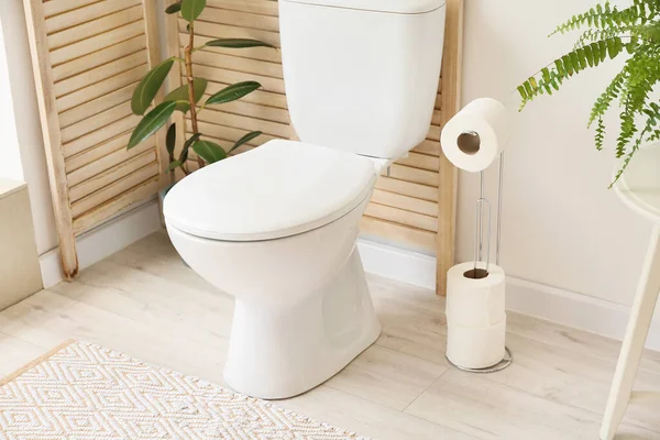 Hållare Med Pappersrullar Och Toalettskål Toaletten — Stockfoto